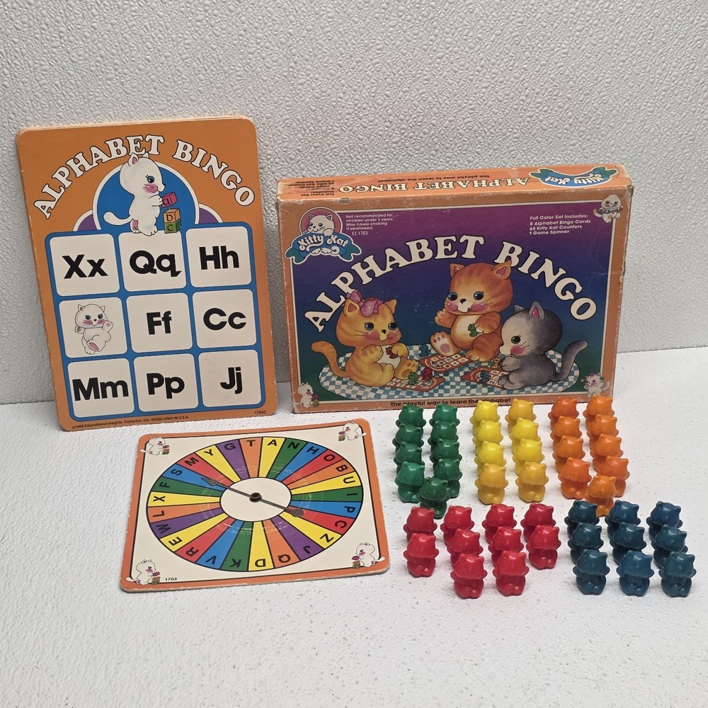 Kitty Kat Alphabet Bingo 45 Kitty Pieces Educational Insights Vintage 1985